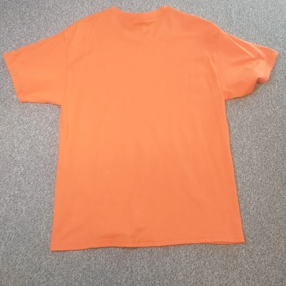 Hanes Heavyweight 50/50 Orange Short Sleeve T-Shirt Mens Large Solid Crewneck